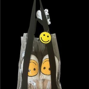Smiley Face Slippers with Clear Tote